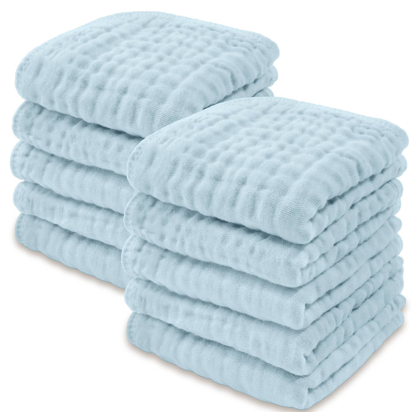 Baby Washcloths 100% Muslin Cotton by Comfy Cubs: Pack of 6 / White