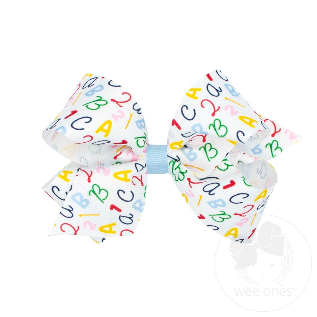 ABC's Medium School-themed Printed Grosgrain Hair Bow