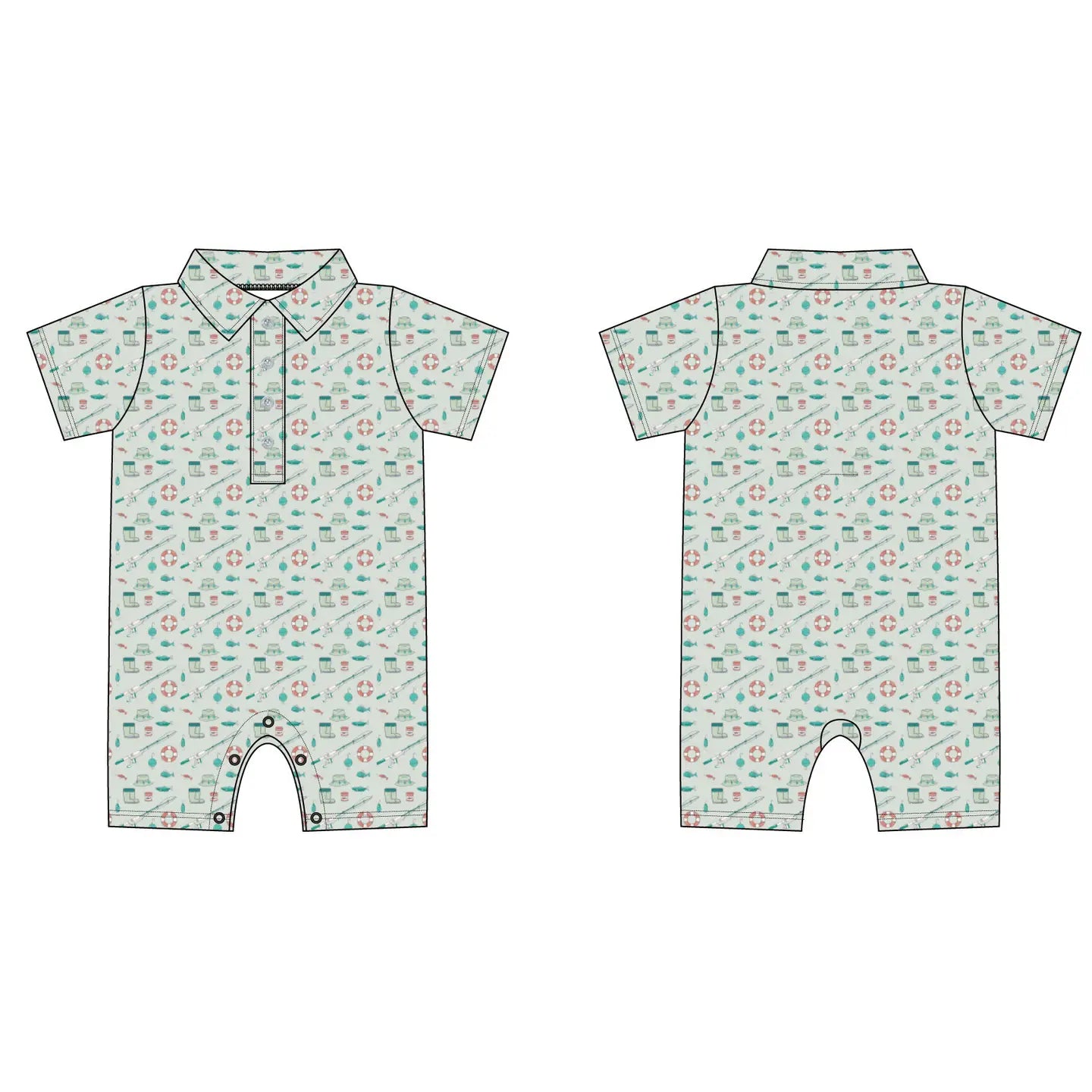 Cast A Line- Polo Romper