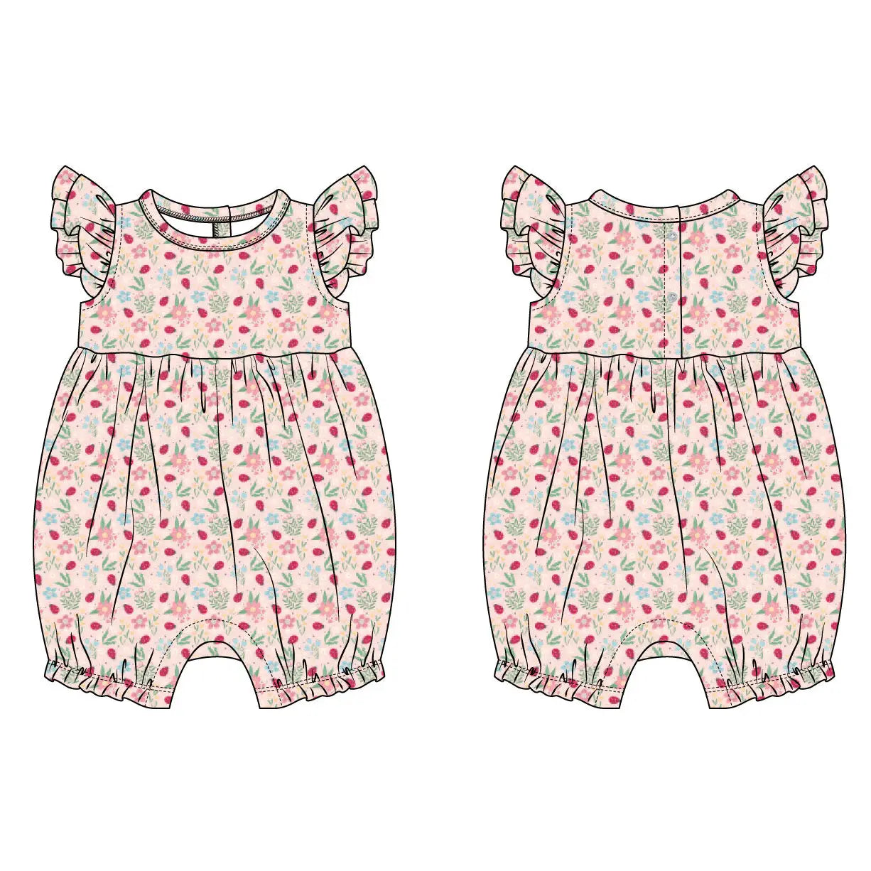 Ladybug Garden- Ruffle Romper
