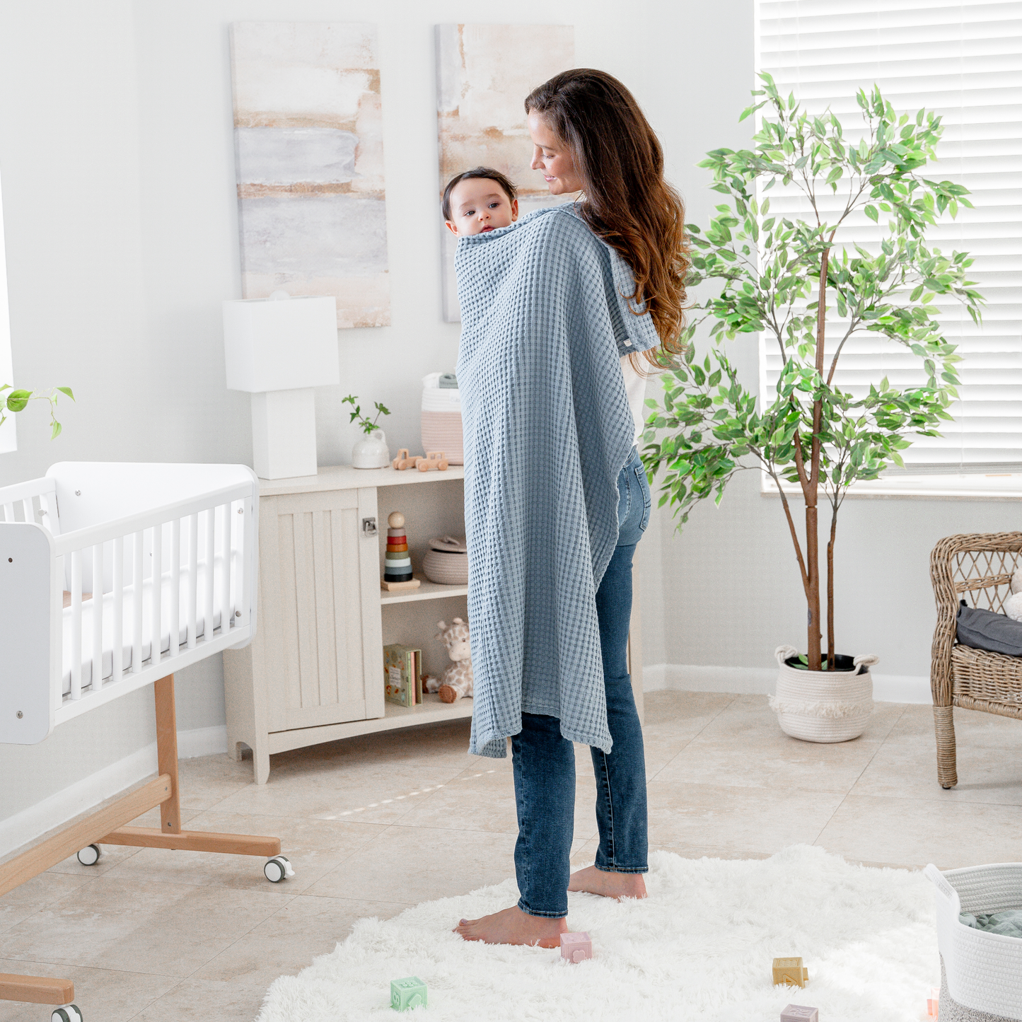 Waffle Blanket- Pacific Blue