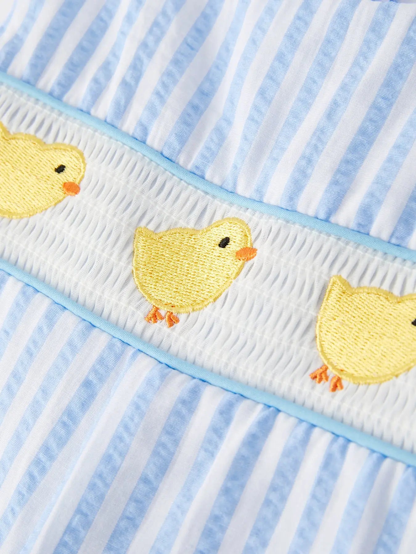 Chicken Embroidery Blue Boy Romper