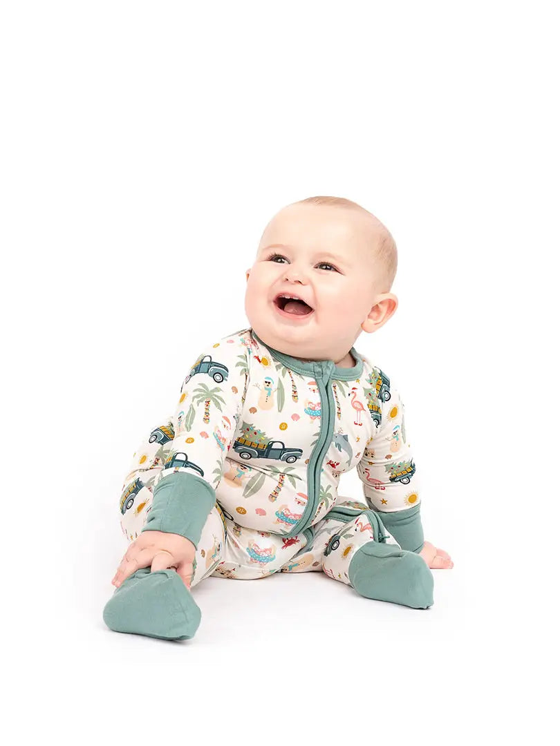 Coastal Christmas Bamboo Convertible Baby Pajamas