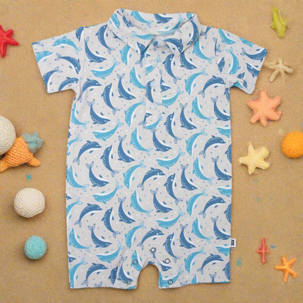 Dolphins- Polo Romper