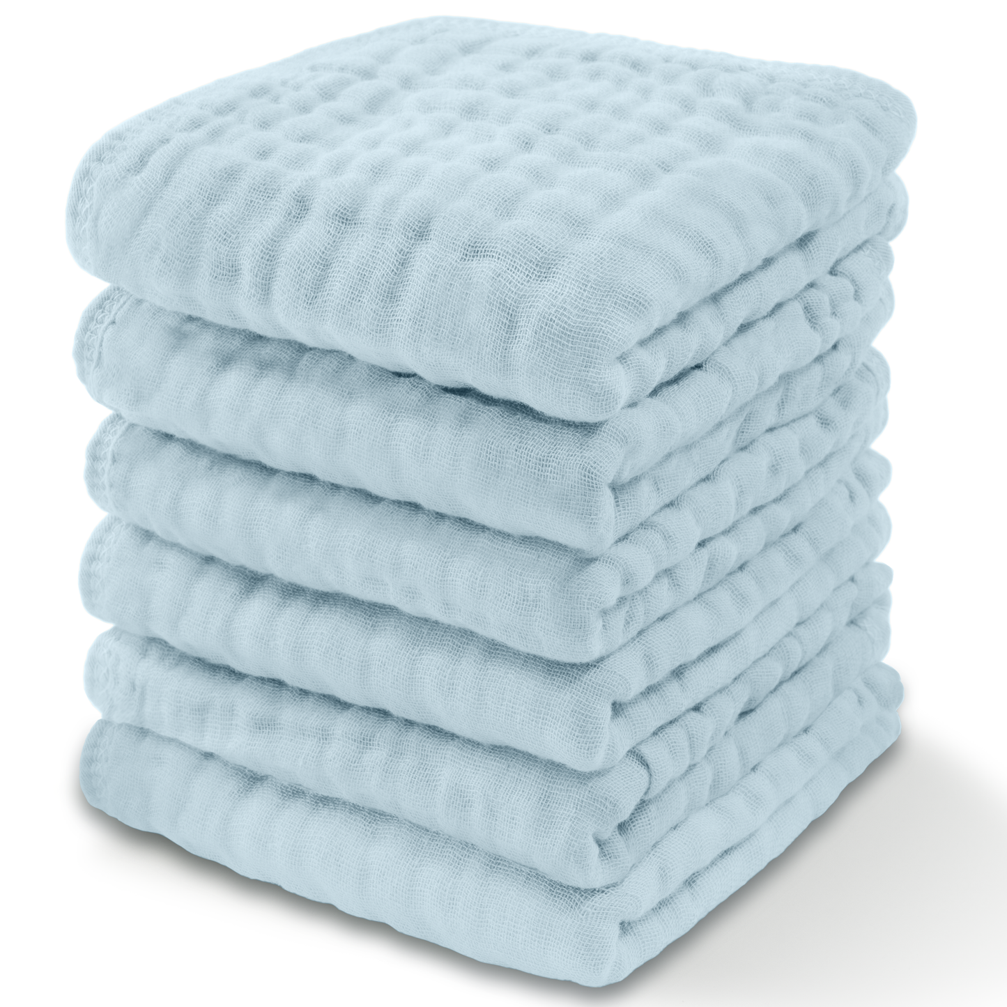 Baby Washcloths 100% Muslin Cotton by Comfy Cubs: Pack of 6 / White