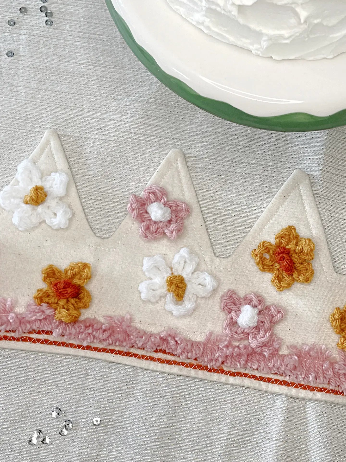 Boho Flower Full Sized Fabric Birthday Crown