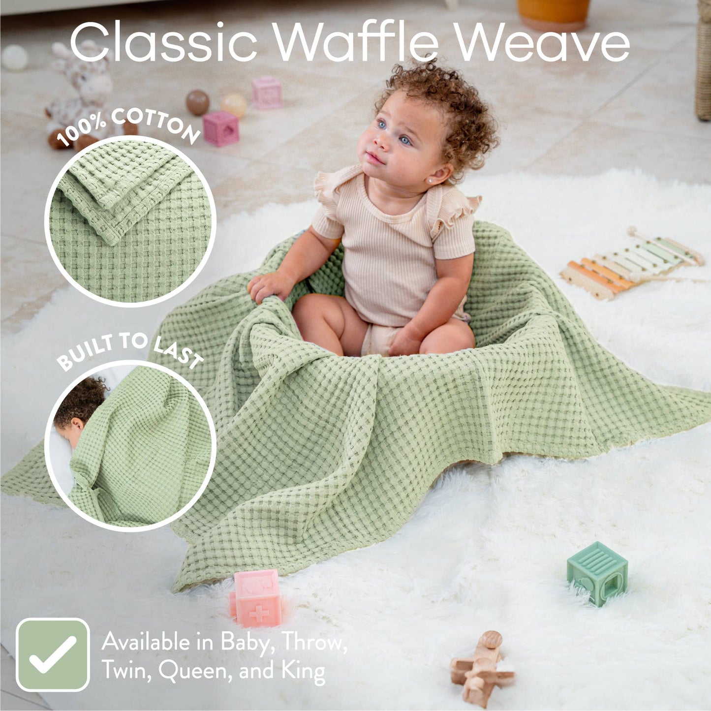 Waffle Blanket- Pacific Blue