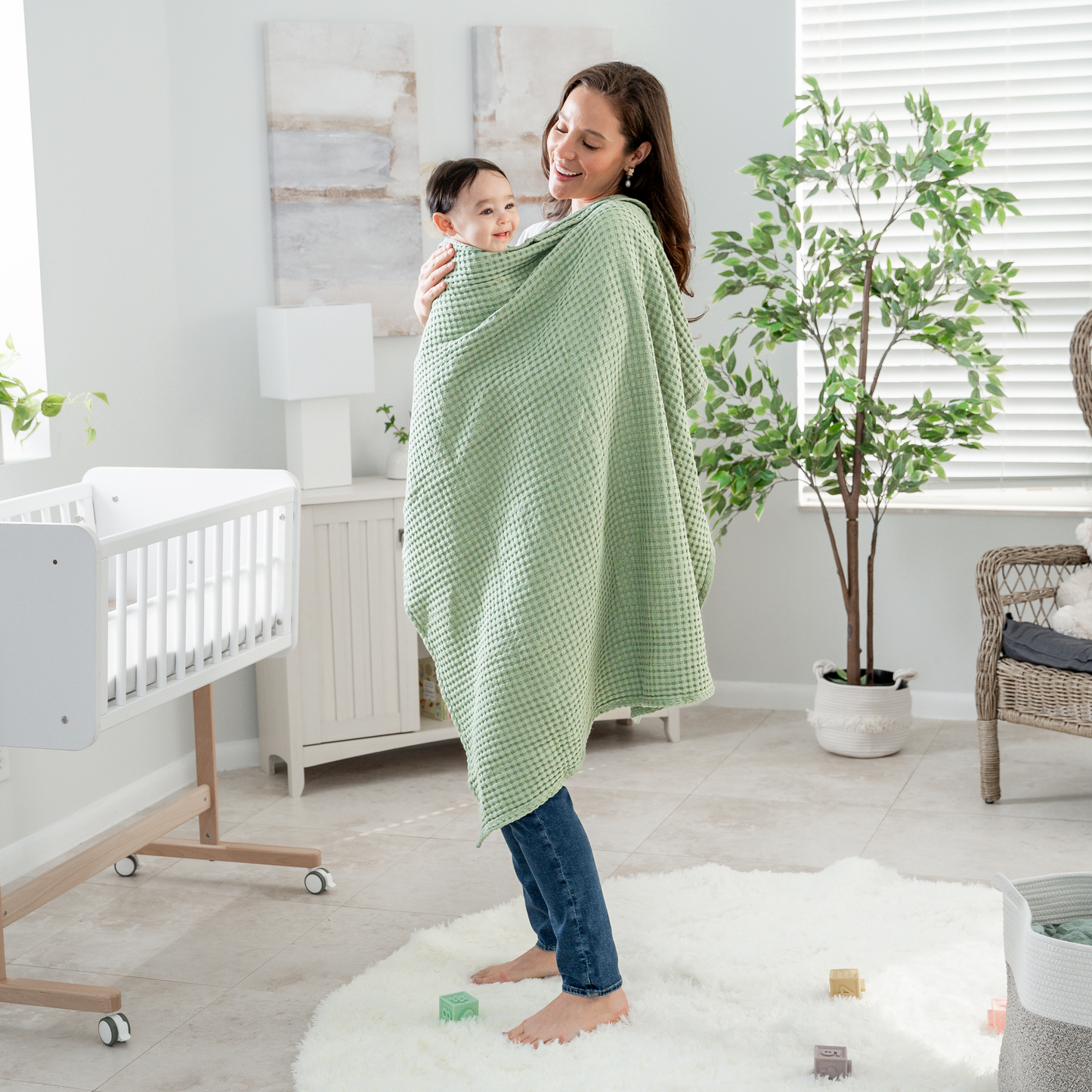 Waffle Blanket- Pacific Blue