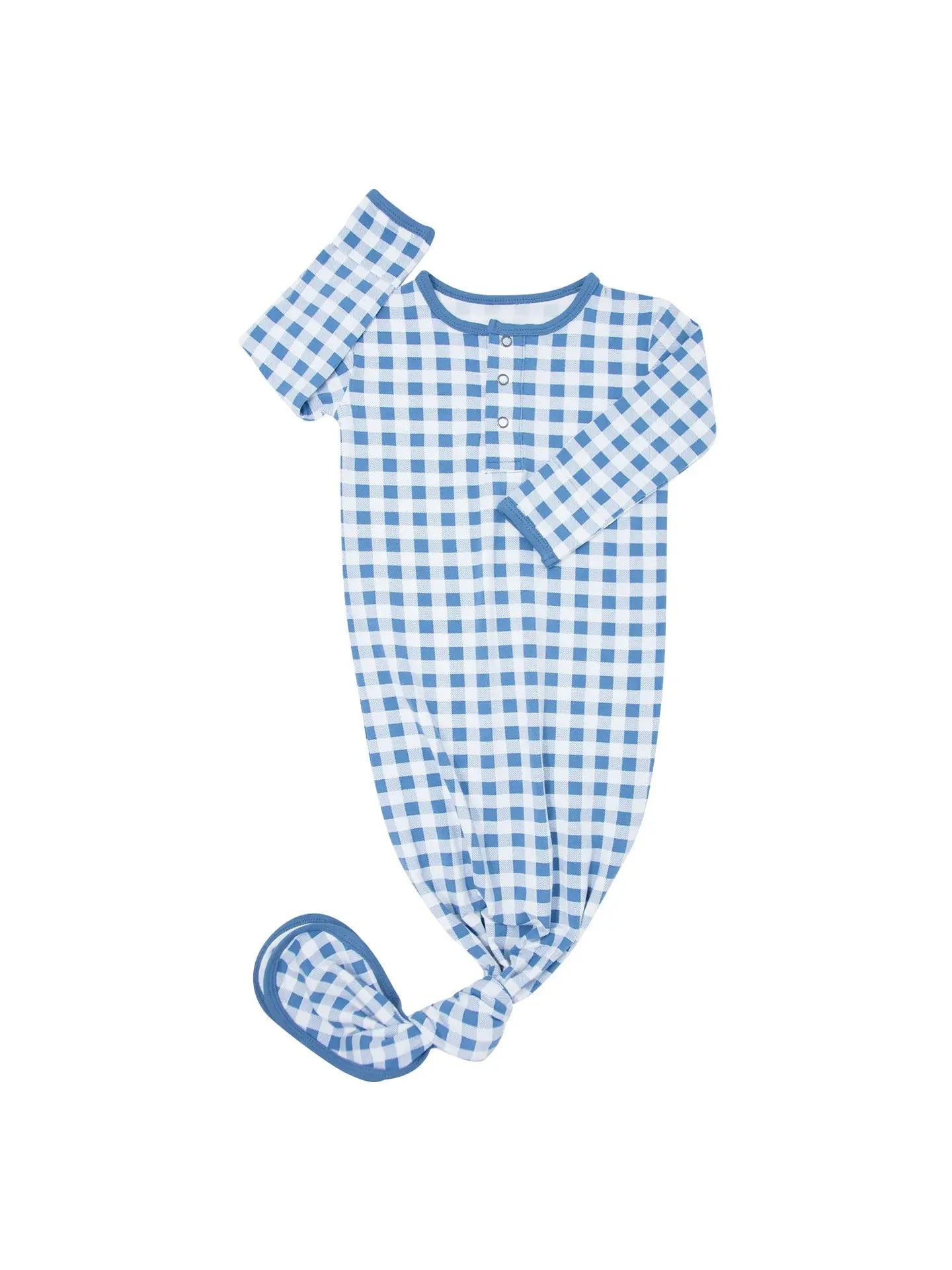 Knotted Gown - Blue Gingham