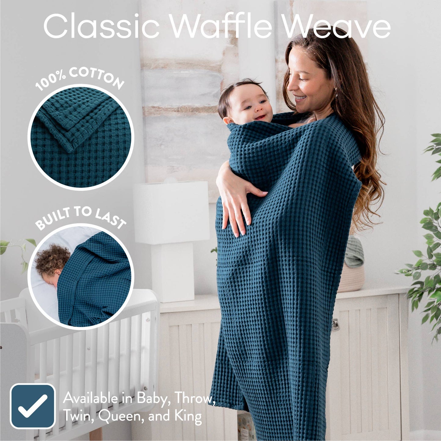 Waffle Blanket- Pacific Blue