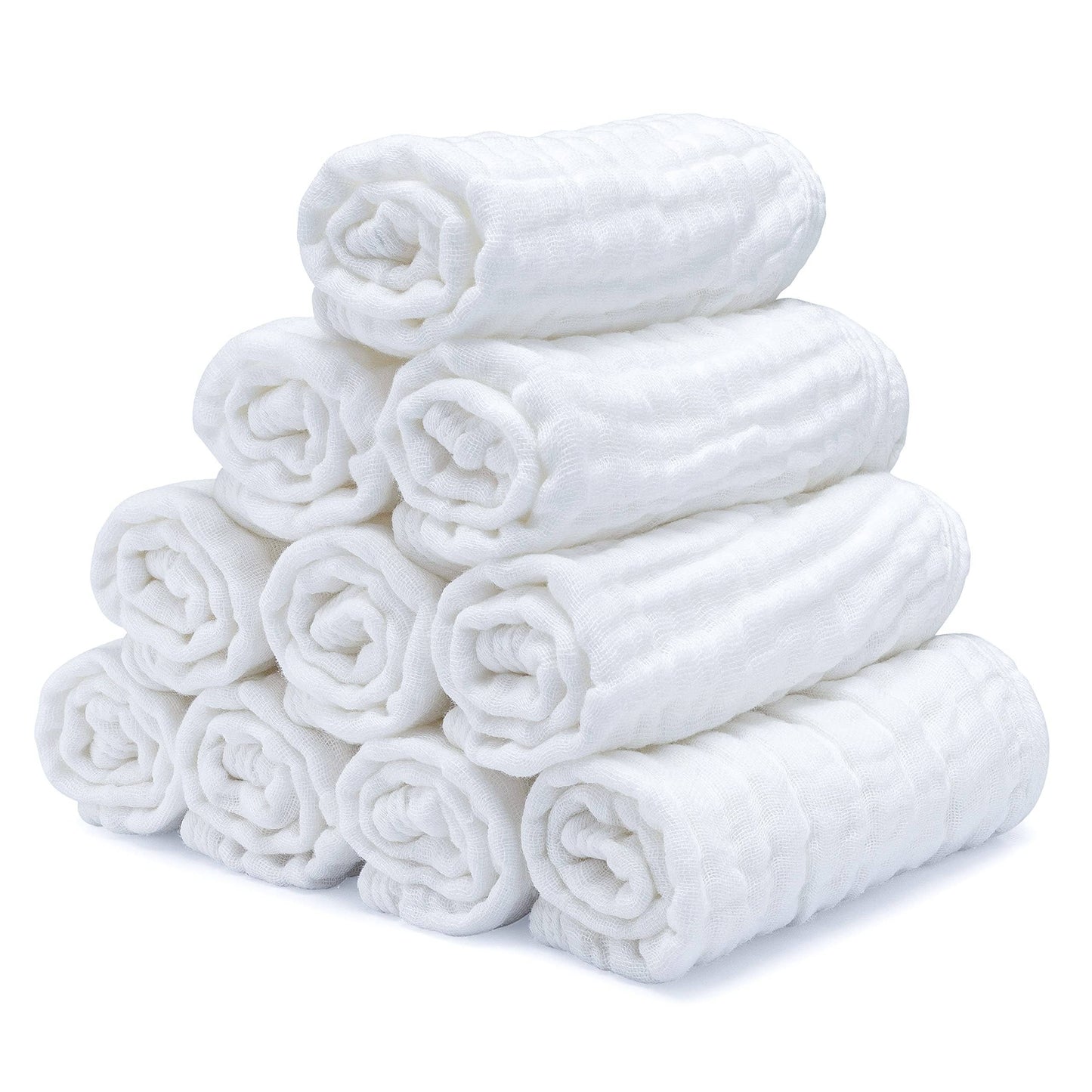 Baby Washcloths 100% Muslin Cotton by Comfy Cubs: Pack of 6 / White