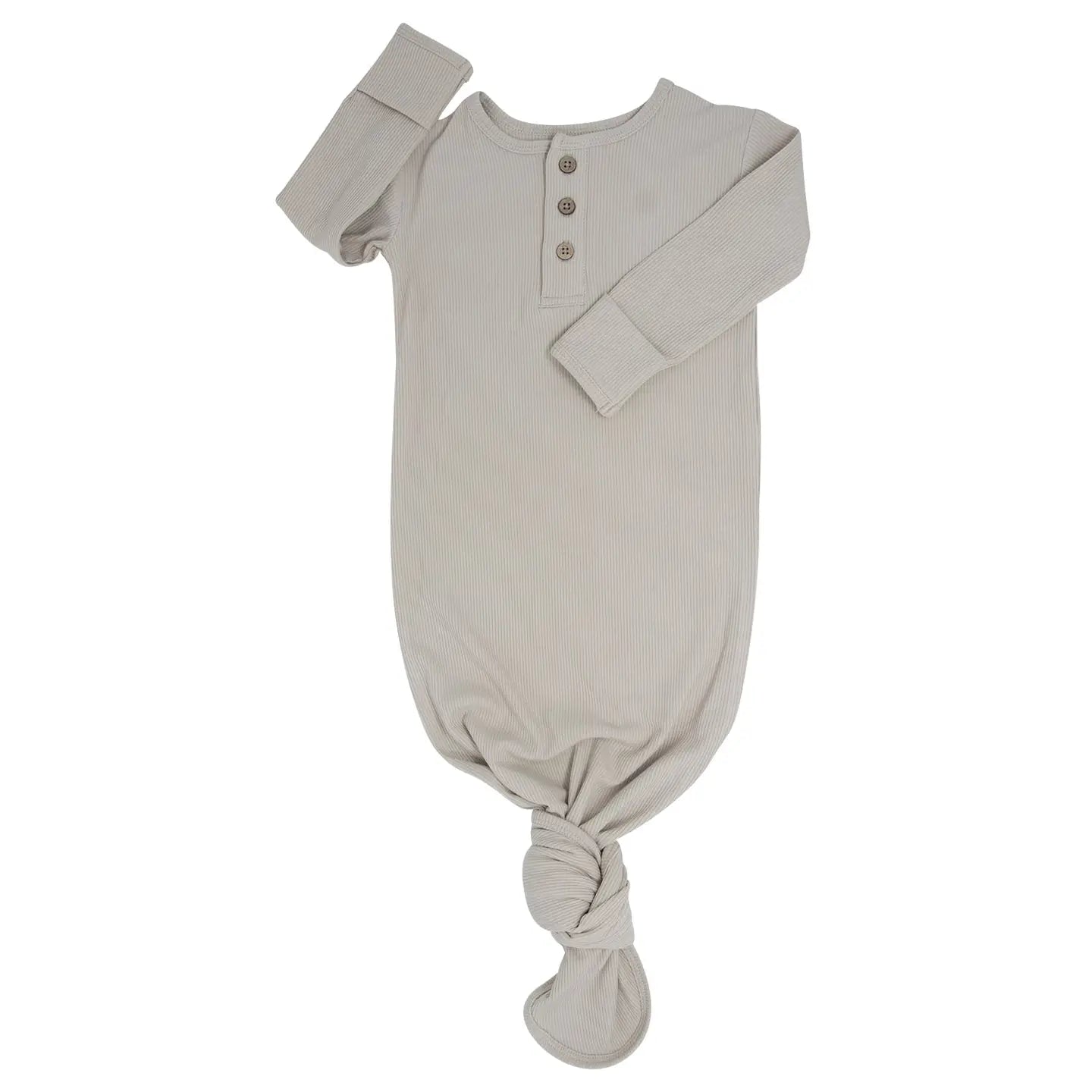 Oatmeal Ribbed- Knotted Gown