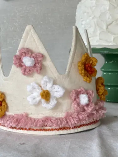Boho Flower Full Sized Fabric Birthday Crown