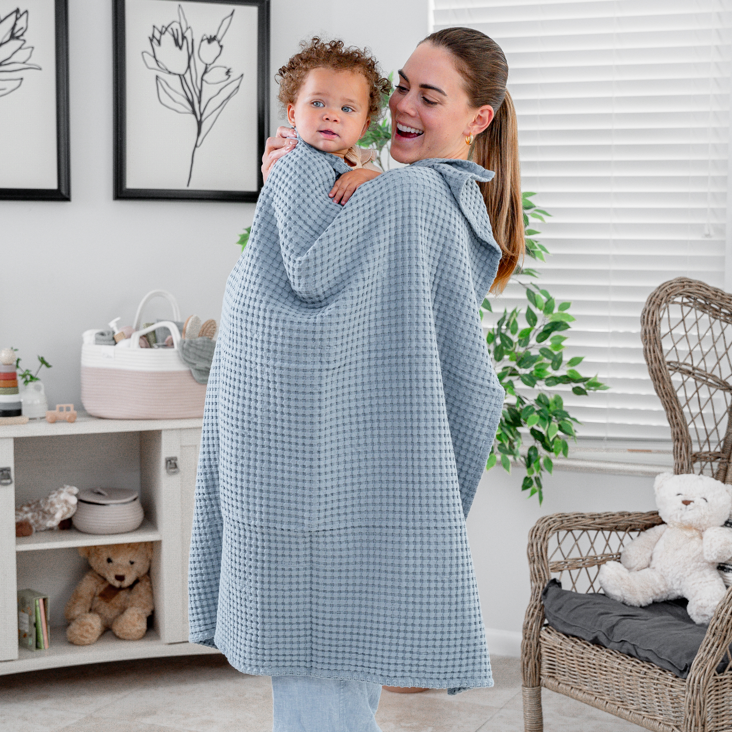 Waffle Blanket- Pacific Blue
