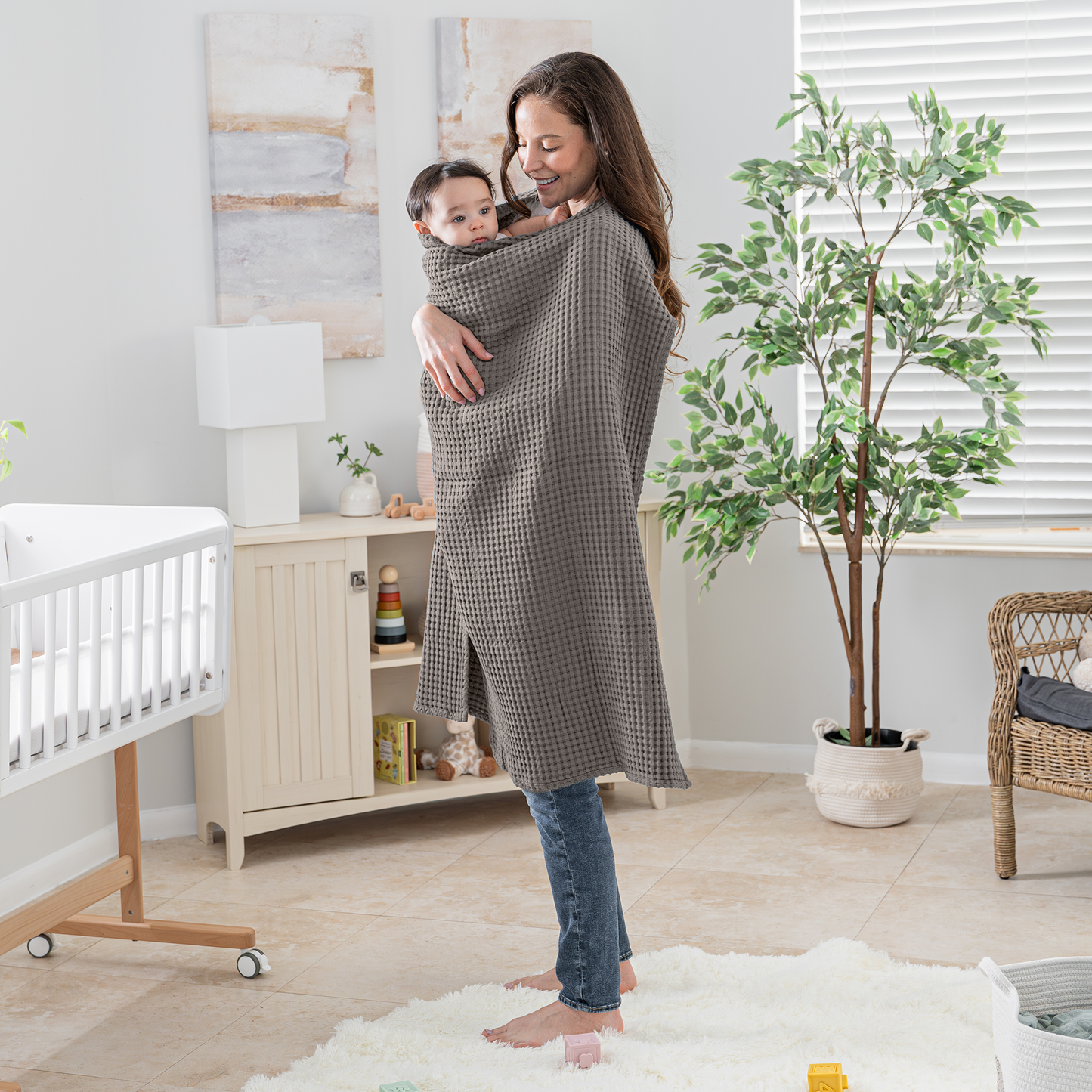 Waffle Blanket- Pacific Blue