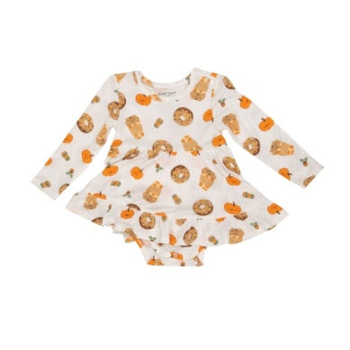Pumpkin Spice Latte Twirly Bodysuit Dress