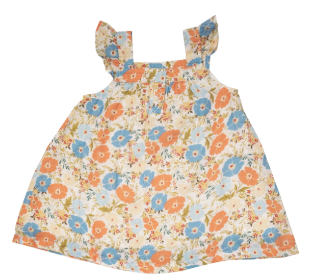 Blue & Orange Floral Dress