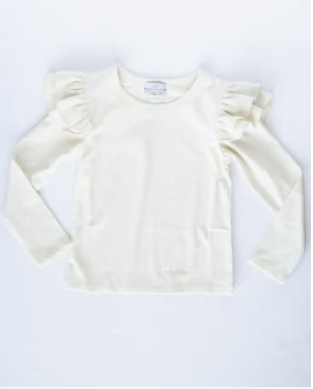 Evie Ruffle Shoulder Top- Cream