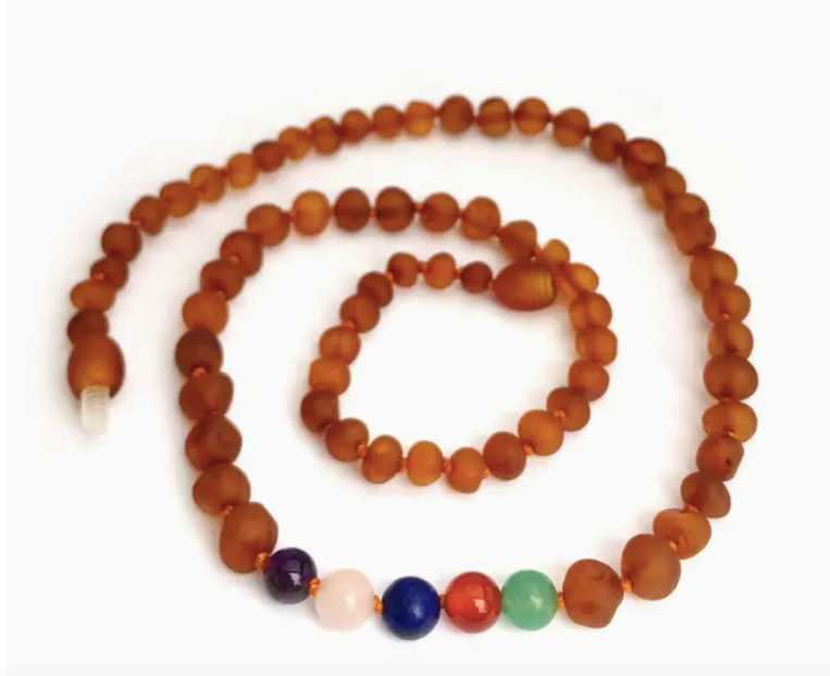 Amber & Gemstone Necklace Healing Oils Release