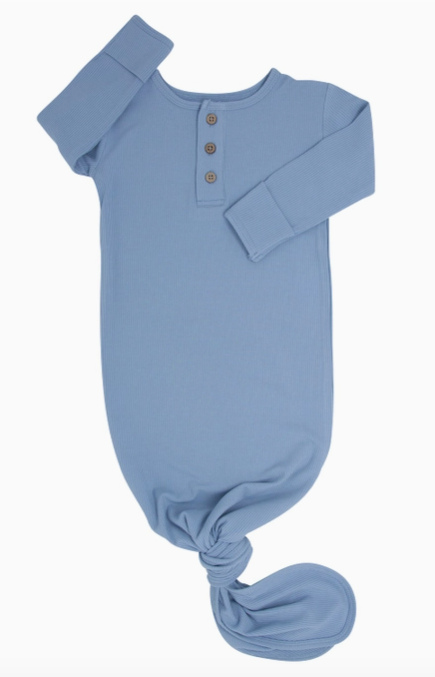 Knotted Gown- Blue Fog Ribbed
