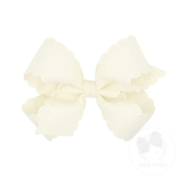 Antique White Eyelet Embossed Bow- Med.