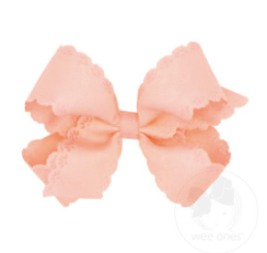 Light Coral Eyelet Embossed Bow- Med.