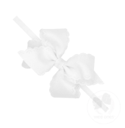 White Eyelet Embossed Headband- Small