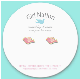 Twinkle Pink Bird Stud Earrings