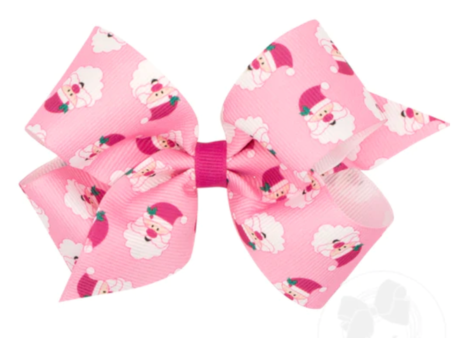 Medium Pink Santa Wee Ones Bow