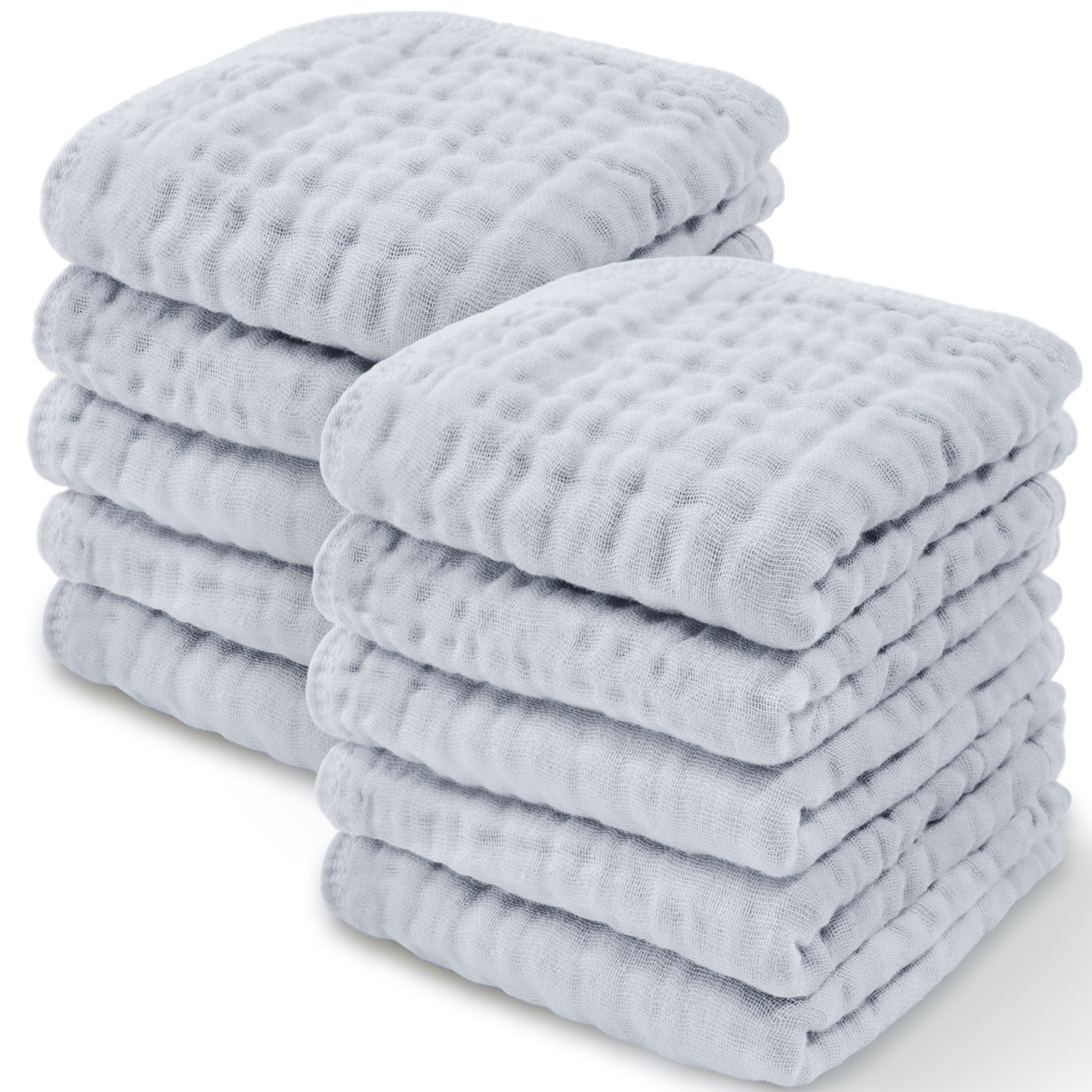 Baby Washcloths 100% Muslin Cotton by Comfy Cubs: Pack of 6 / White