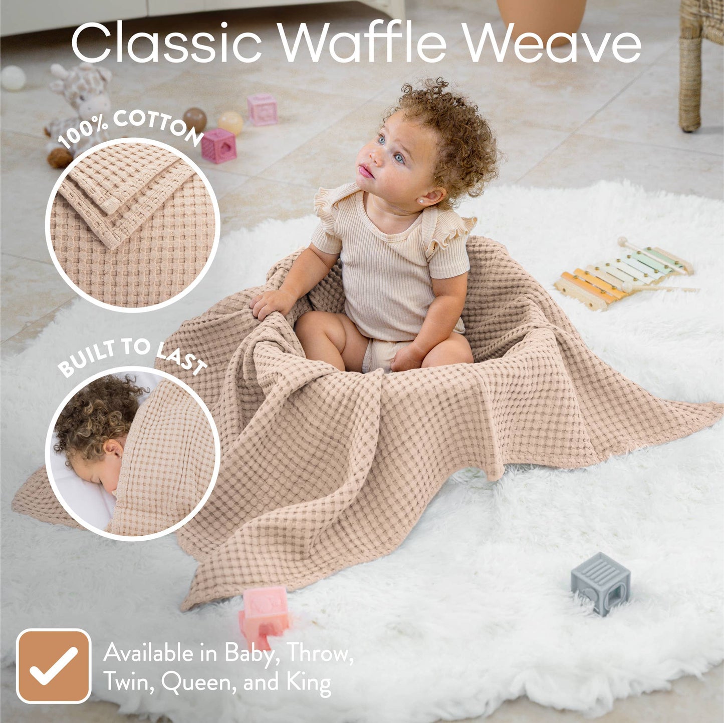 Waffle Blanket- Pacific Blue