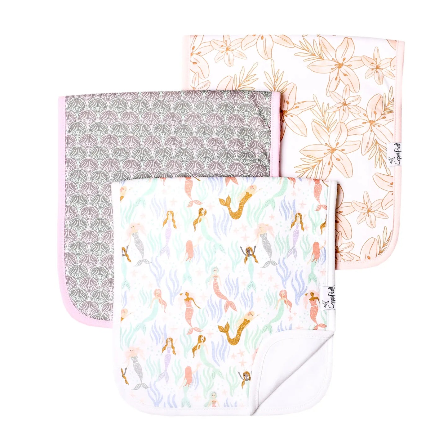Coral Burp Cloth Set (3-Pack)