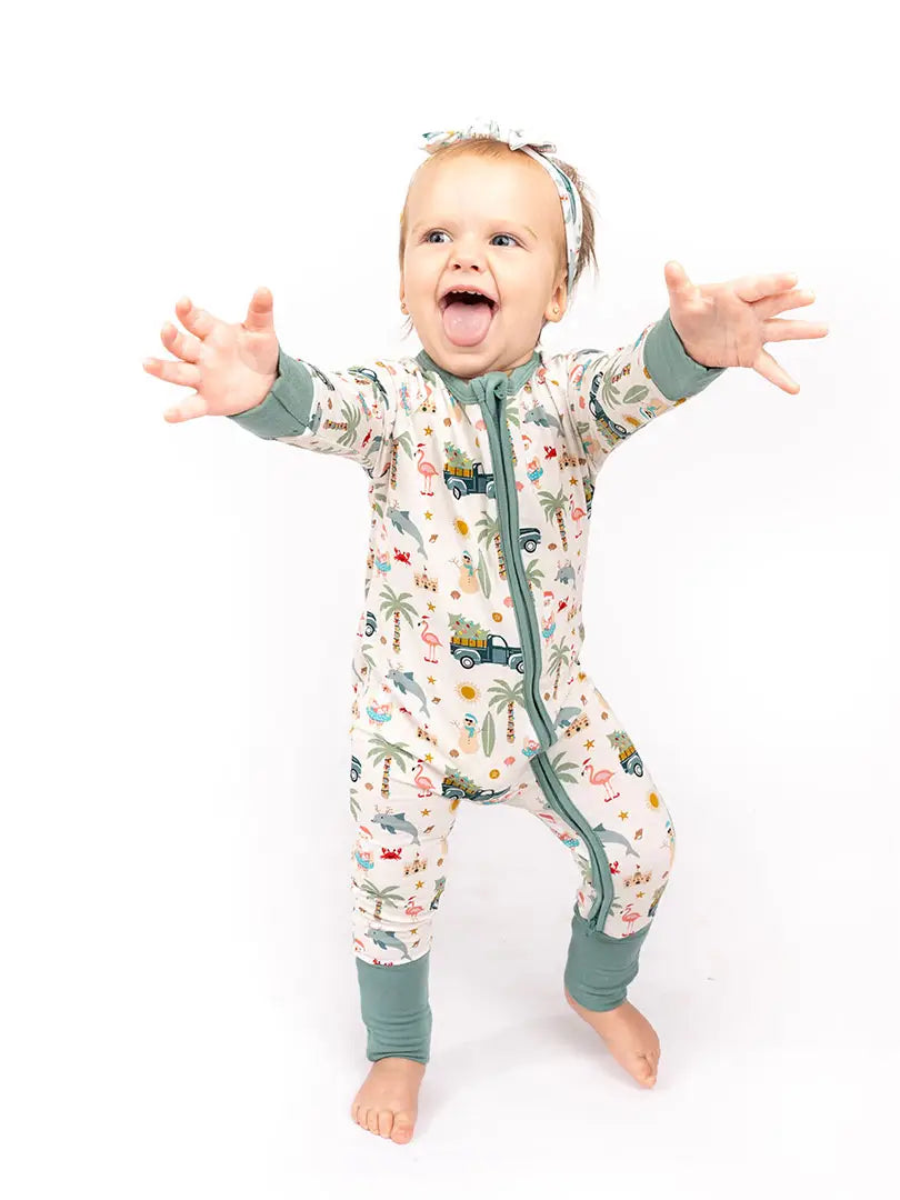 Coastal Christmas Bamboo Convertible Baby Pajamas