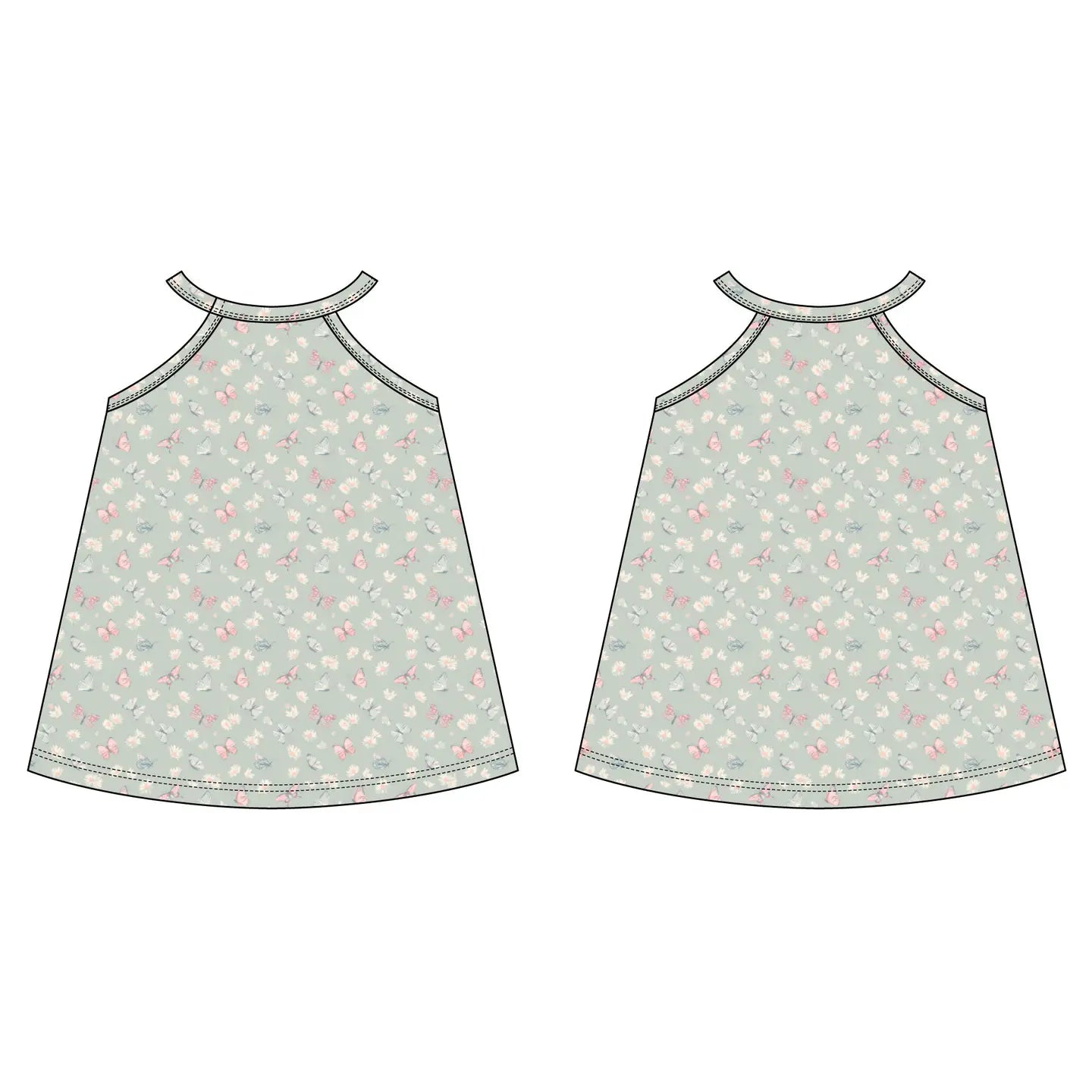 Butterfly Daisy Mint- Strappy Tank