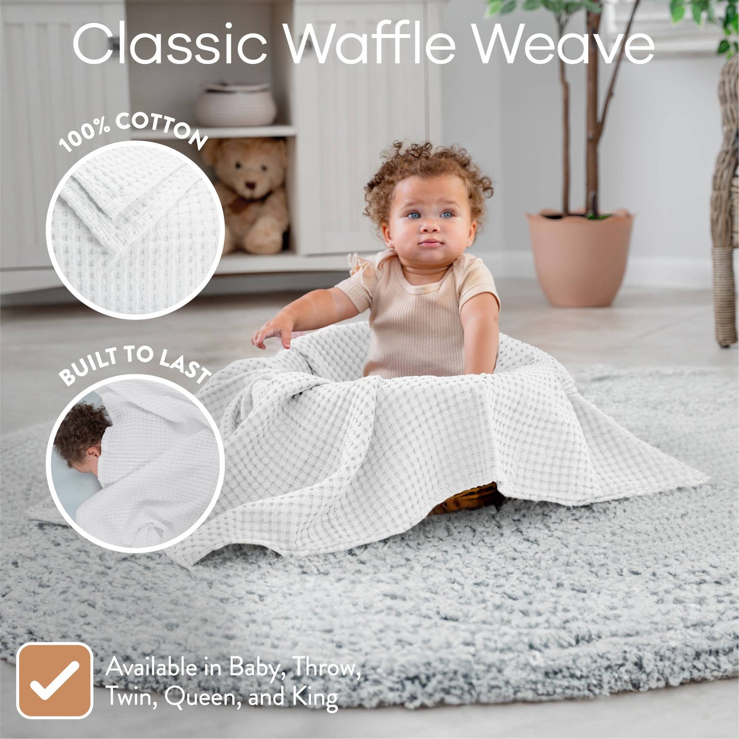Waffle Blanket- Pacific Blue