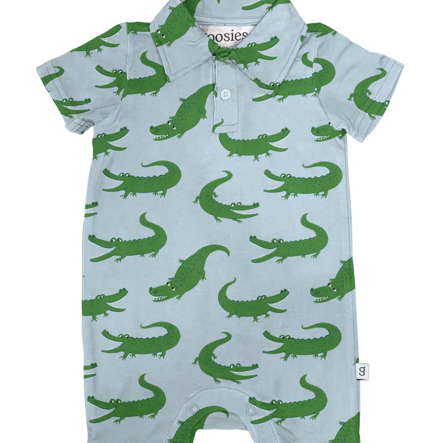 Blue Alligators Ss Polo Romper