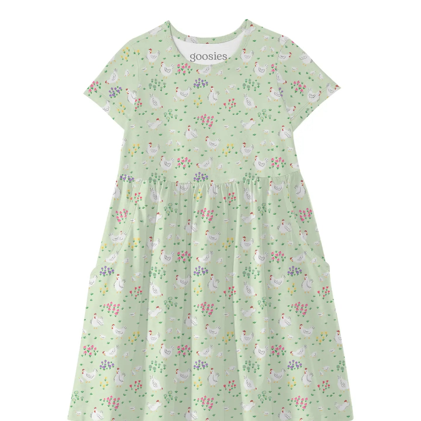 Spring Chickens Short Sleeve Pocket Dress