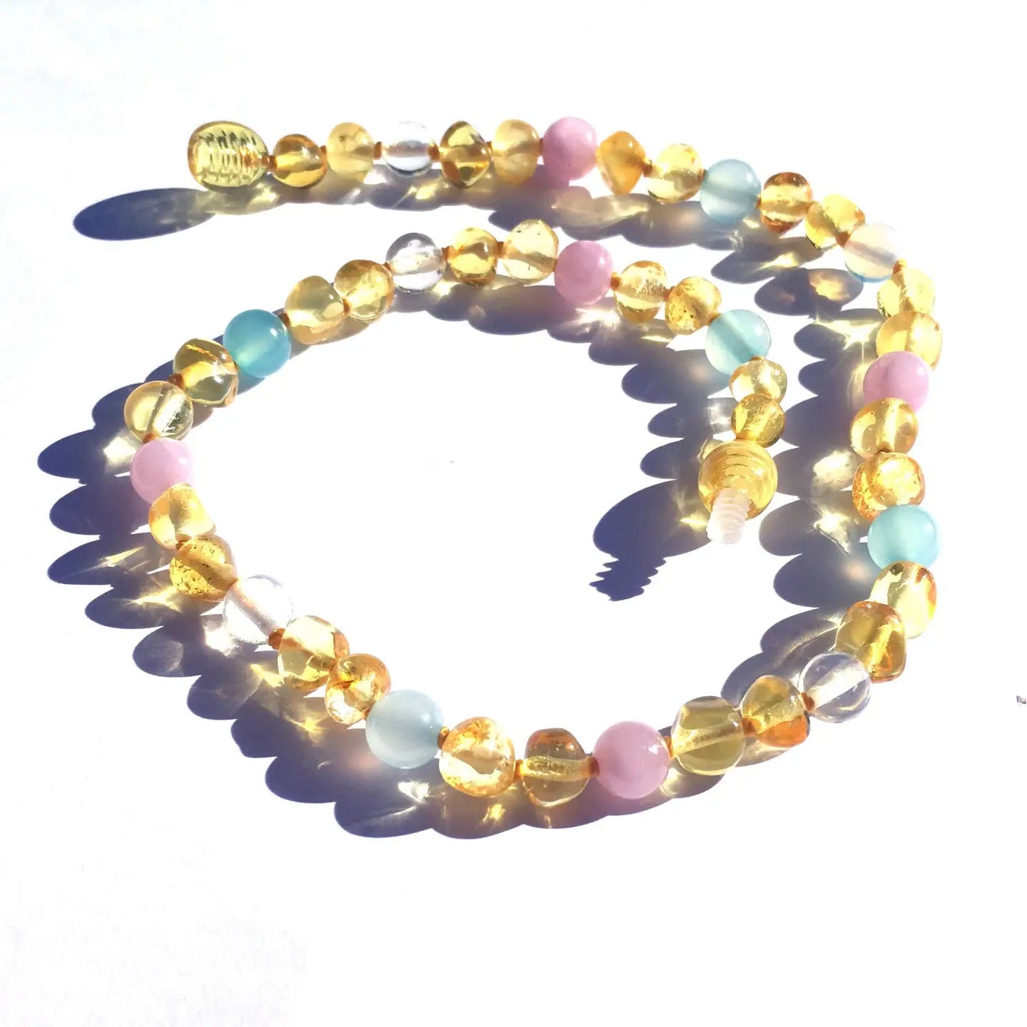 Amber & Gemstone Necklace- Lemongrass