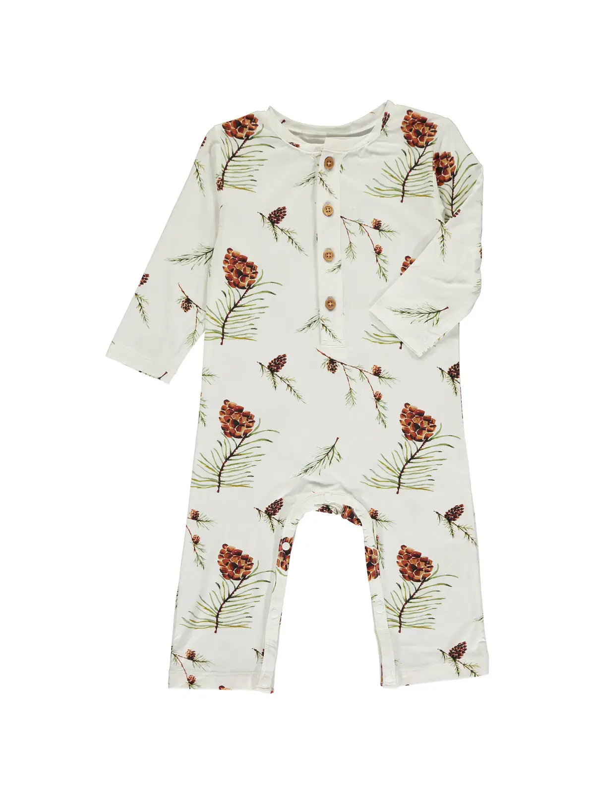 Henley Romper-Botanicals Pine Cones
