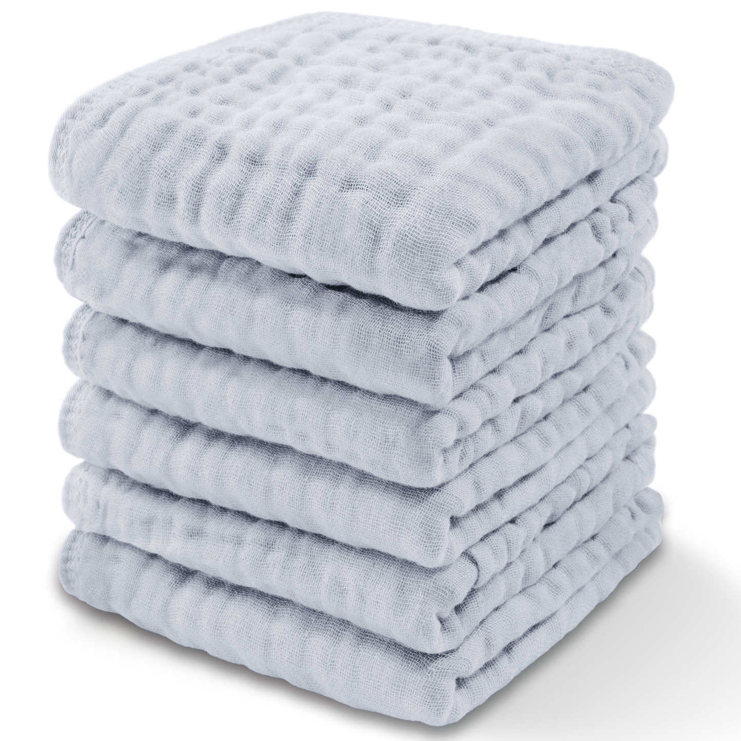 Baby Washcloths 100% Muslin Cotton by Comfy Cubs: Pack of 6 / White