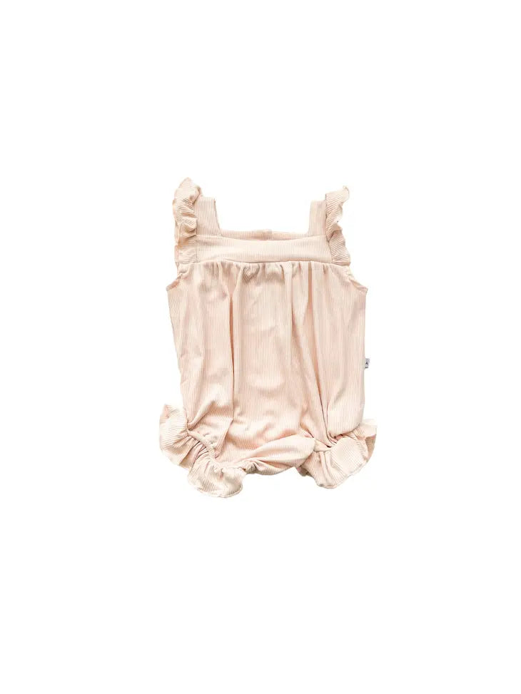 Ruffle Romper- Blush Ribbed