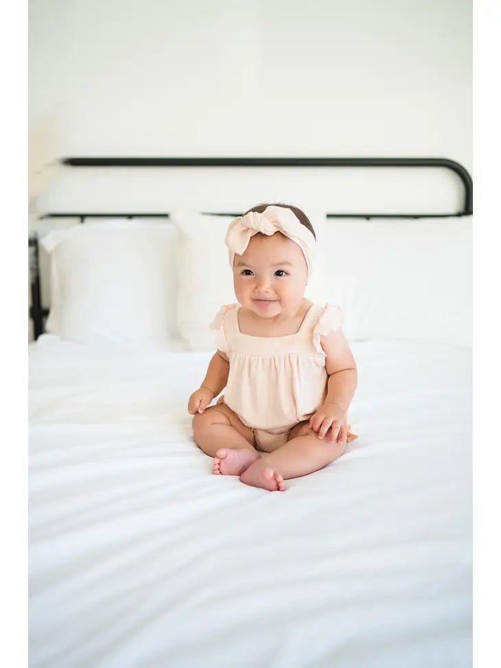 Ruffle Romper- Blush Ribbed