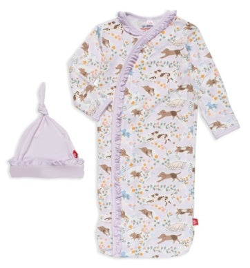 Best Fur End Ruffle Placket Gown + Hat Set