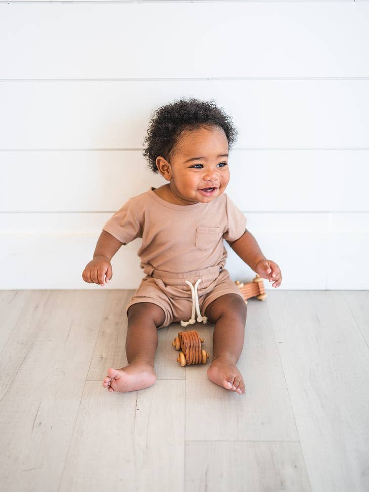 Two-Piece Ribbed Short Set - Mocha