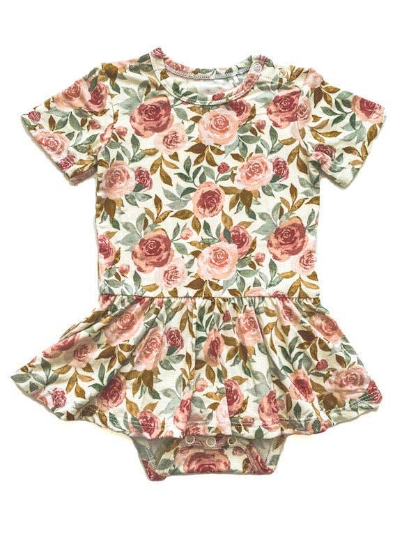 Twirl Skirt Bodysuit- Dusty Pink Floral