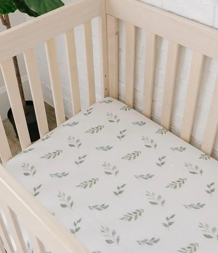 Green Leaves- Standard Premium Fitted Crib Sheet