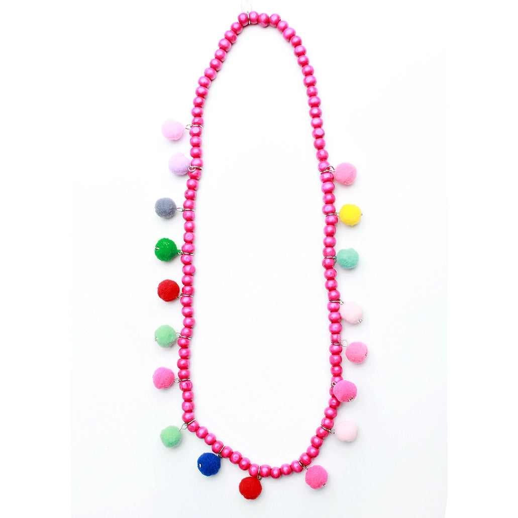 Hot Pink Pom Necklace
