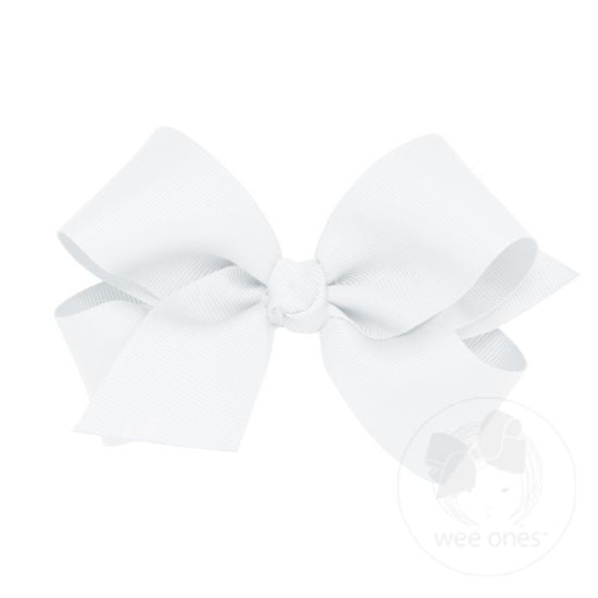 Wee Ones White Classic Grosgrain Girls Hair Bow (Knot Wrap)