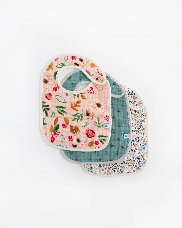 Cotton Muslin Classic Bib 3 Pack- Vintage Floral