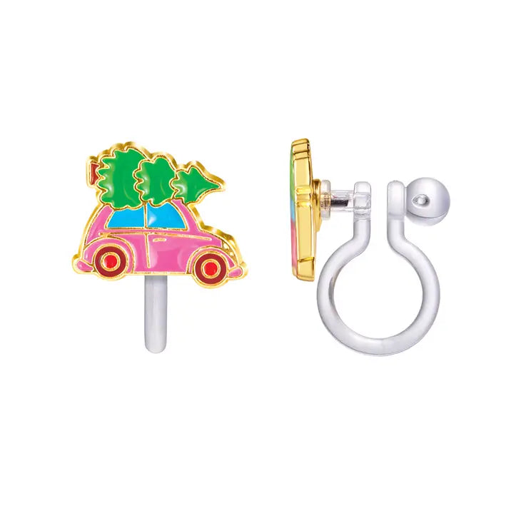 Christmas Tree Shopping CLIP ON Cutie Earrings